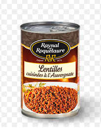 Lentilles Cuisinées à l'Auvergnate, 410g -RAYNAL & ROQUELAURE